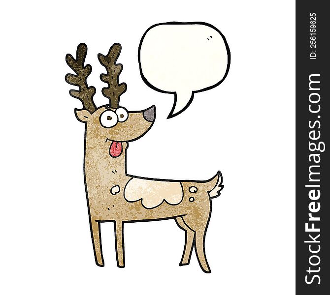 Speech Bubble Textured Cartoon Reindeer