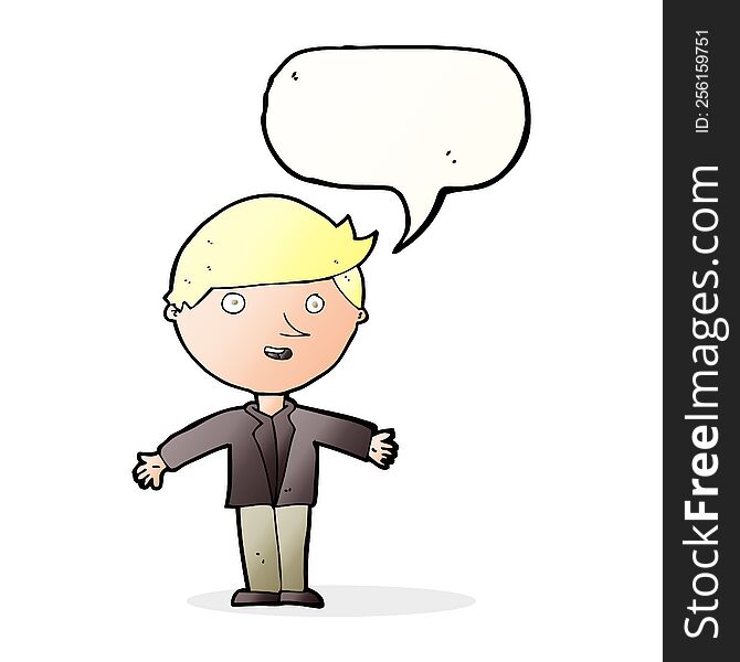 Cartoon Man In Casual Jacket With Speech Bubble