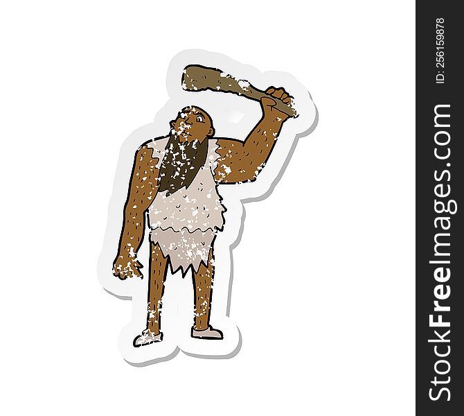retro distressed sticker of a cartoon neanderthal