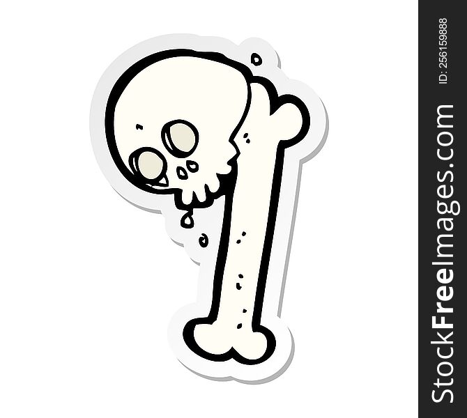 sticker of a cartoon halloween bone number