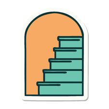 Tattoo Style Sticker Of A Doorway To Steps Stock Photo