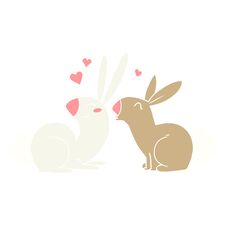 Flat Color Style Cartoon Rabbits In Love Royalty Free Stock Images