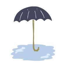 Flat Color Illustration Of A Cartoon Wet Umbrella Royalty Free Stock Photos