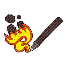 Comic Book Style Cartoon Flaming Pen Royalty Free Stock Photo