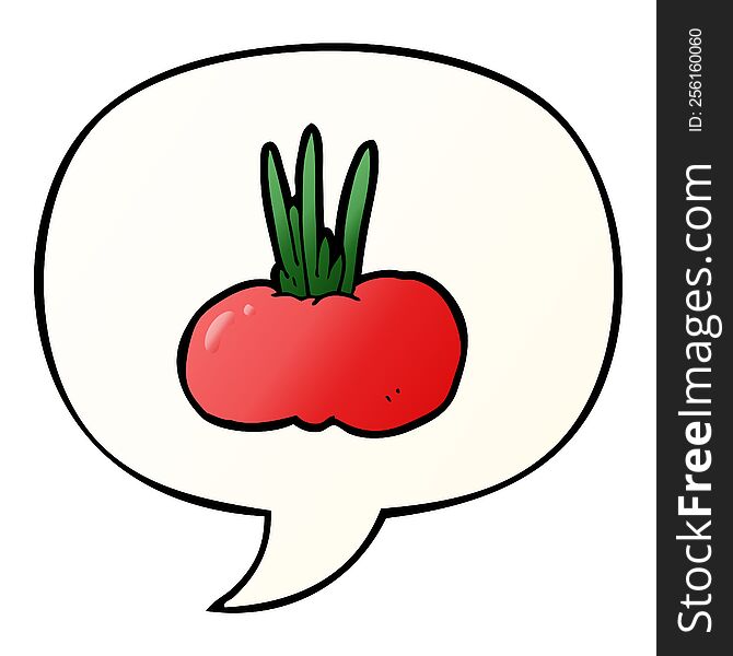 cartoon vegetable with speech bubble in smooth gradient style