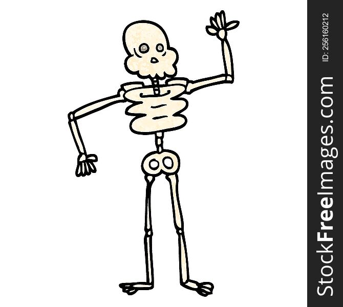Grunge Textured Illustration Cartoon Skeleton