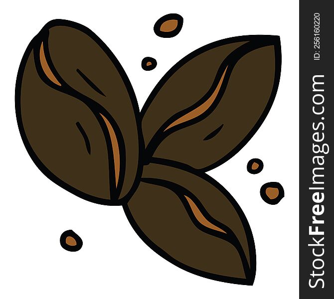 Cartoon Doodle Of Three Coffee Beans