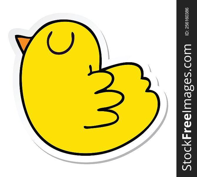 sticker of a quirky hand drawn cartoon yellow bird