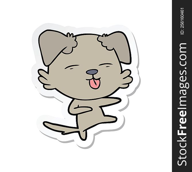 Sticker Of A Cartoon Dog Dancing