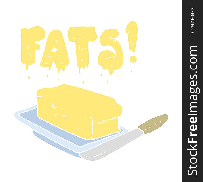Flat Color Illustration Of A Cartoon Butter Fats