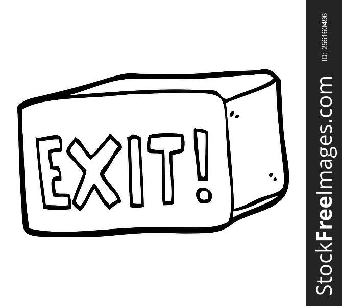 line drawing cartoon exit sign