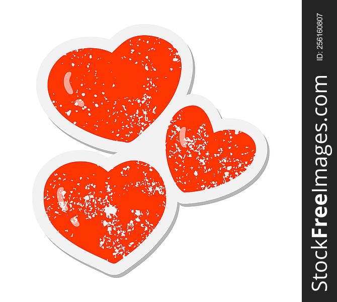set of love hearts grunge sticker