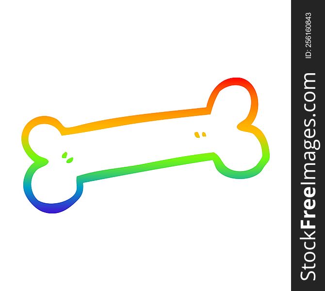 rainbow gradient line drawing of a cartoon bone