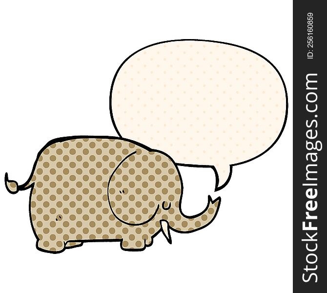 Cartoon Elephant And Speech Bubble In Comic Book Style