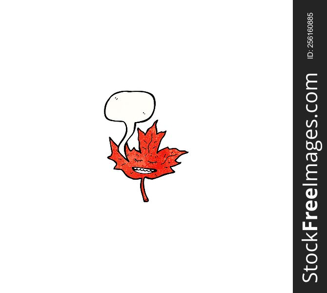 cartoon maple leaf with speech bubble