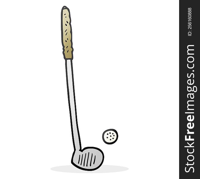 freehand drawn cartoon golf club