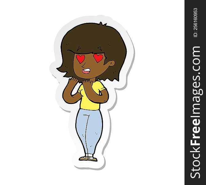 Sticker Of A Cartoon Woman In Love