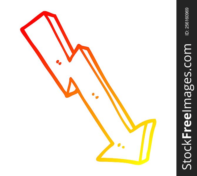warm gradient line drawing of a cartoon business loss arrow
