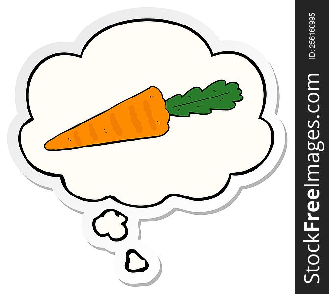 Cartoon Carrot And Thought Bubble As A Printed Sticker