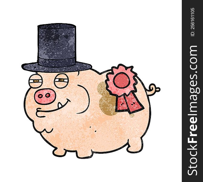 freehand textured cartoon prize winning pig