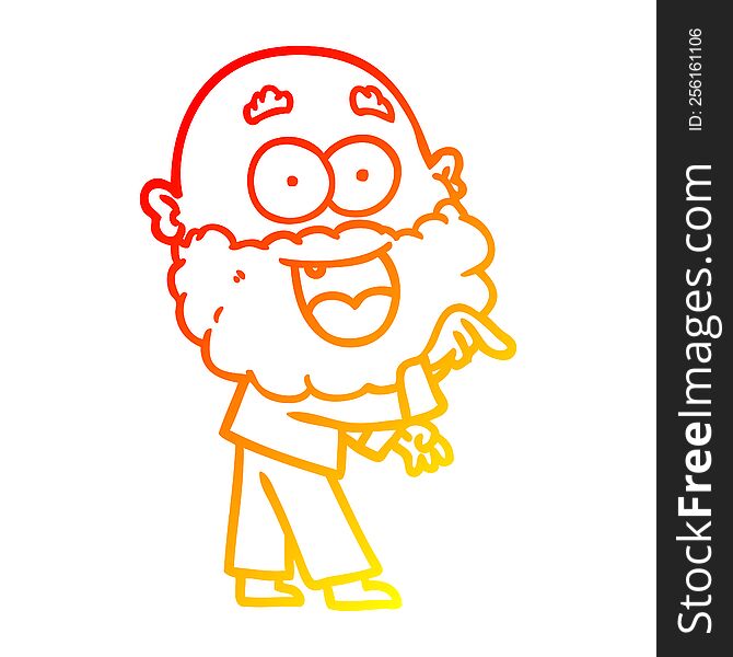 Warm Gradient Line Drawing Cartoon Crazy Happy Man With Beard