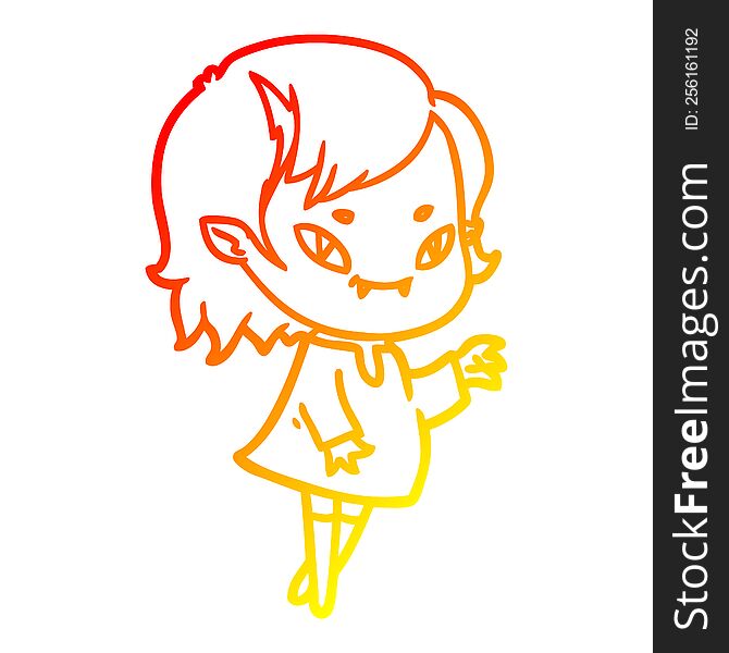 warm gradient line drawing cartoon friendly vampire girl