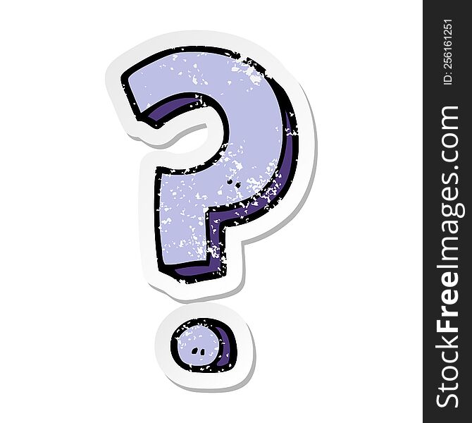 Distressed Sticker Of A Cartoon Question Mark