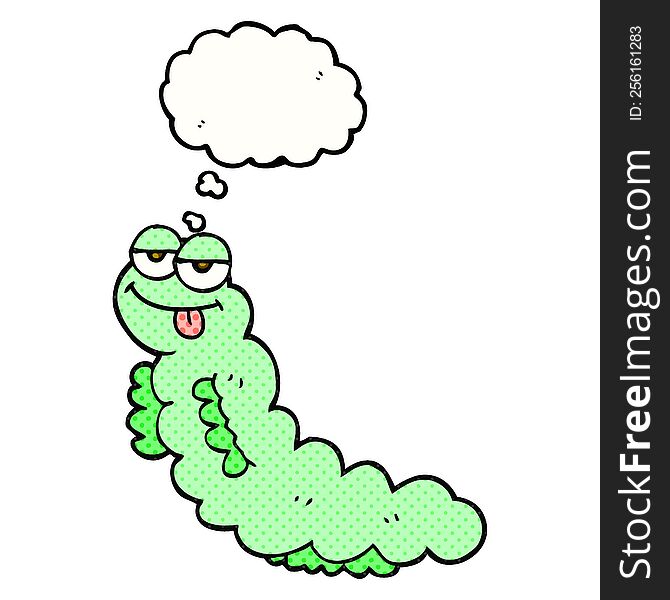 freehand drawn thought bubble cartoon caterpillar