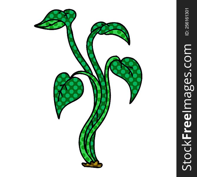 Quirky Comic Book Style Cartoon Plant