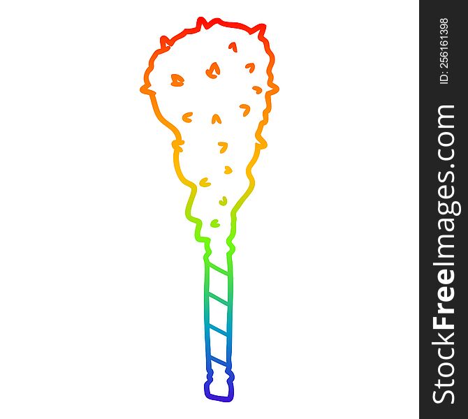 rainbow gradient line drawing of a cartoon primitive club