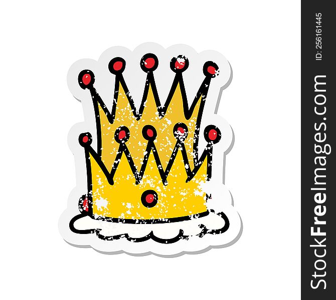 hand drawn distressed sticker cartoon doodle of two crowns