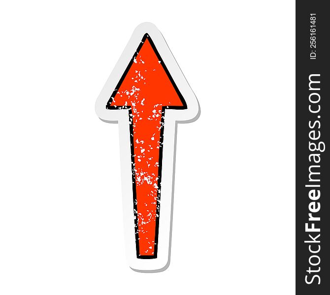 Distressed Sticker Of A Quirky Hand Drawn Cartoon Arrow