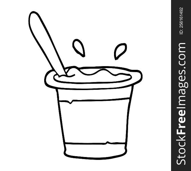 black and white cartoon yogurt