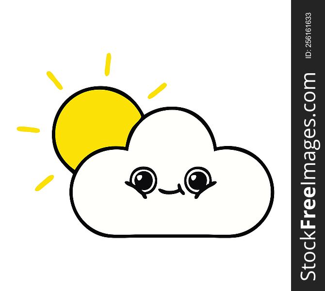Cute Cartoon Sun And Cloud