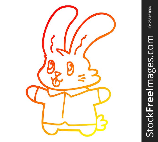Warm Gradient Line Drawing Cartoon Jolly Rabbit