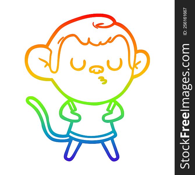 rainbow gradient line drawing cartoon calm monkey