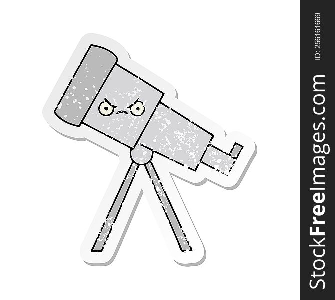 Distressed Sticker Of A Cute Cartoon Telescope