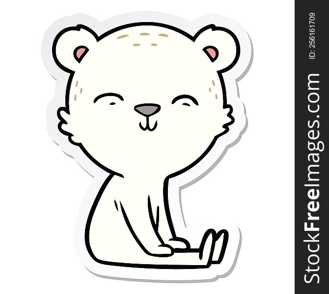 Sticker Of A Happy Cartoon Polar Bear Sitting