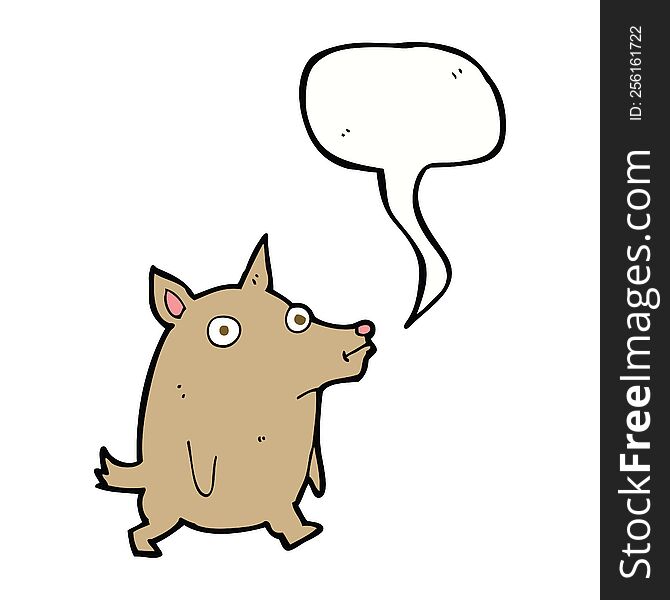 cartoon funny little dog with speech bubble