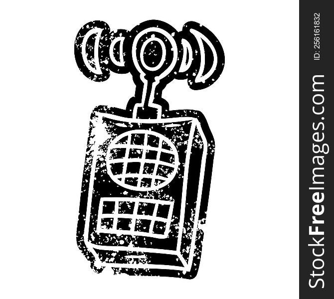 grunge distressed icon of a walkie talkie. grunge distressed icon of a walkie talkie