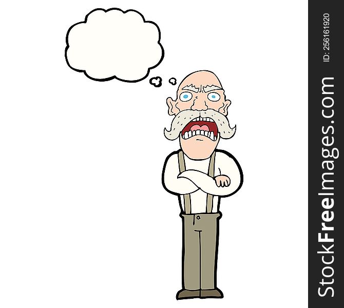 Cartoon Shocked Old Man With Thought Bubble