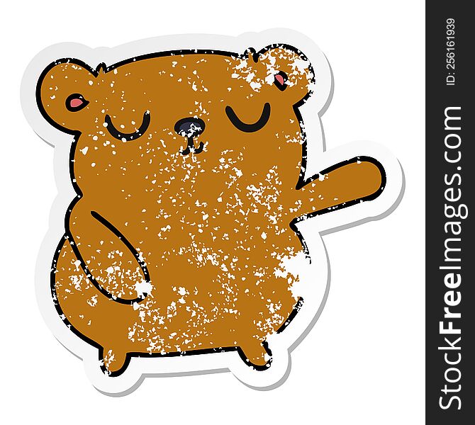 Distressed Sticker Cartoon Of A Cute Bear