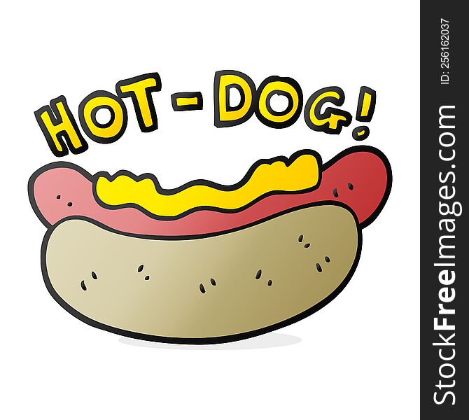 freehand drawn cartoon hotdog