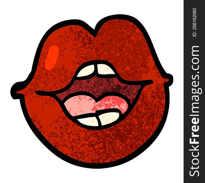 Grunge Textured Illustration Cartoon Red Lips