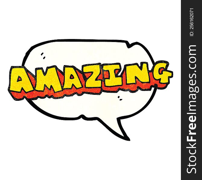 freehand speech bubble textured cartoon amazing word