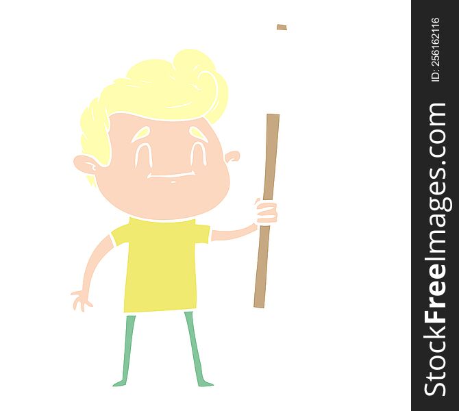 happy flat color style cartoon man with sign