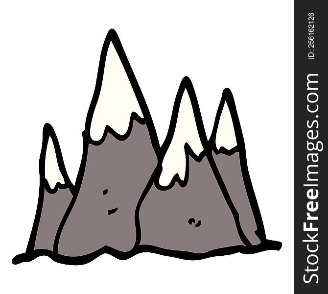 Cartoon Doodle Tall Mountains