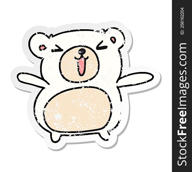 distressed sticker cartoon illustration kawaii cute teddy bear. distressed sticker cartoon illustration kawaii cute teddy bear