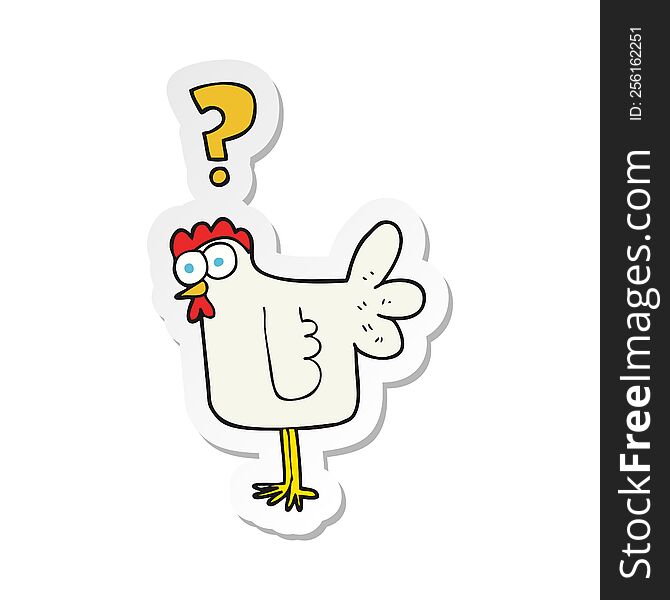 Sticker Of A Cartoon Confused Chicken