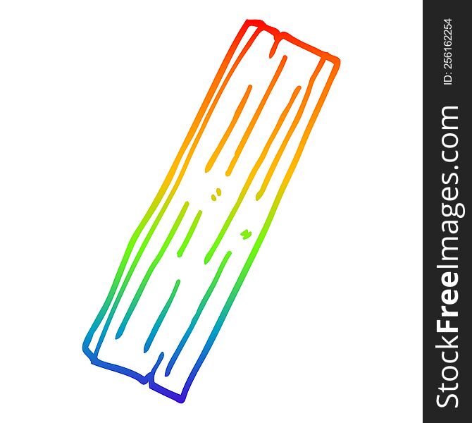 rainbow gradient line drawing of a cartoon plank of wood